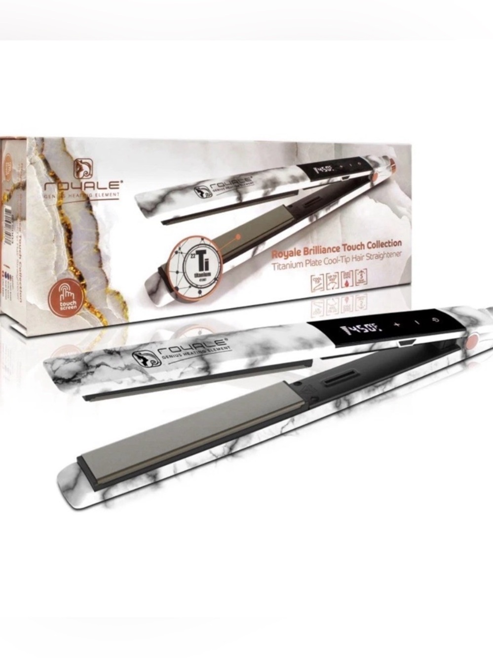 Marble Titanium Plate Hair Straightener - Flat Iron White Marble NEW - MSRP $650